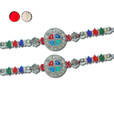"Zardosi Rakhi - ZR-5550 A-Code096 (2 RAKHIS) - Click here to View more details about this Product
